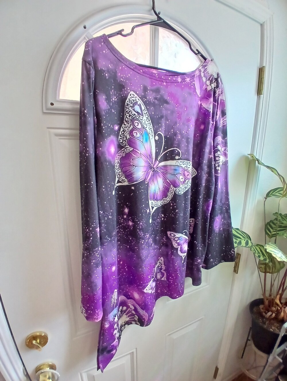 Purple Galaxy Butterfly Top Size 2XL